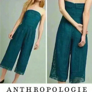 Greylin | Teal Crochet “Stowe” Strapless Jumpsuit